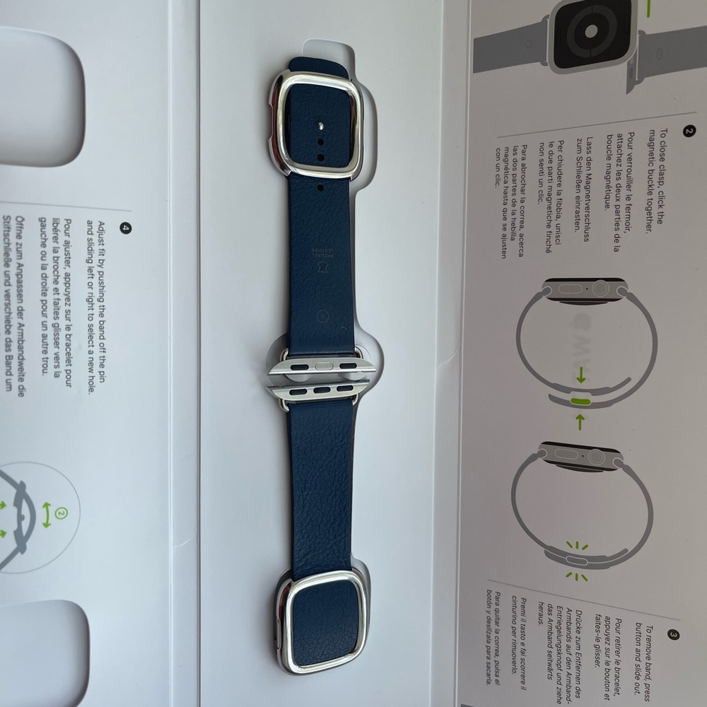Apple watch modern buckle band in deep sea blue size 40 mm size small